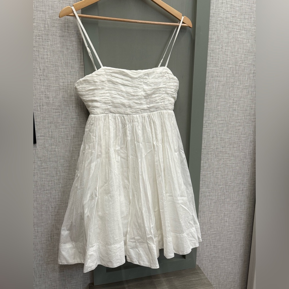 Chic White Ruched Mini Dress